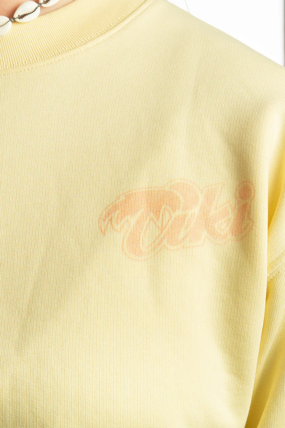 Tiki Retro Palm Crew Sweatshirt Yellow