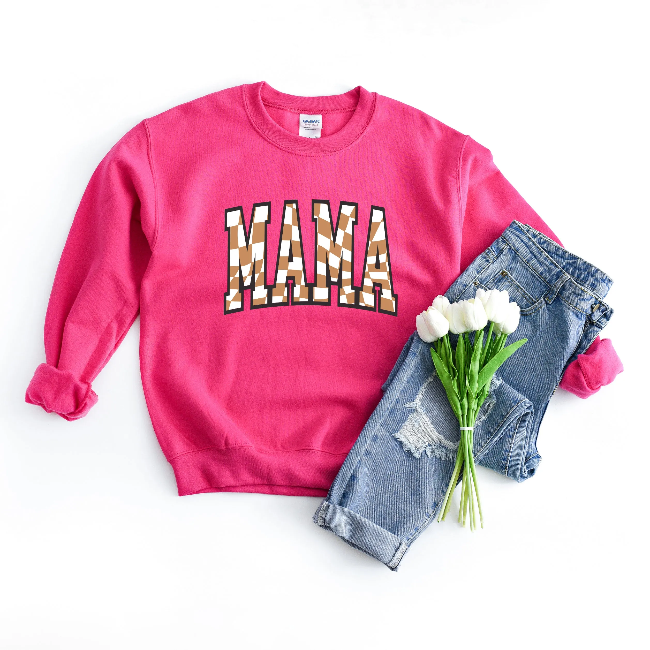 Varsity Checkered Mama | Sweatshirt