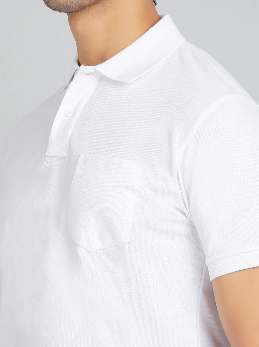 White Solid Regular Fit Polo T-Shirt | Greenfibre