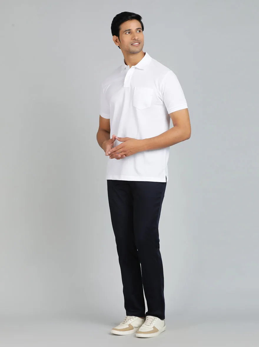 White Solid Regular Fit Polo T-Shirt | Greenfibre