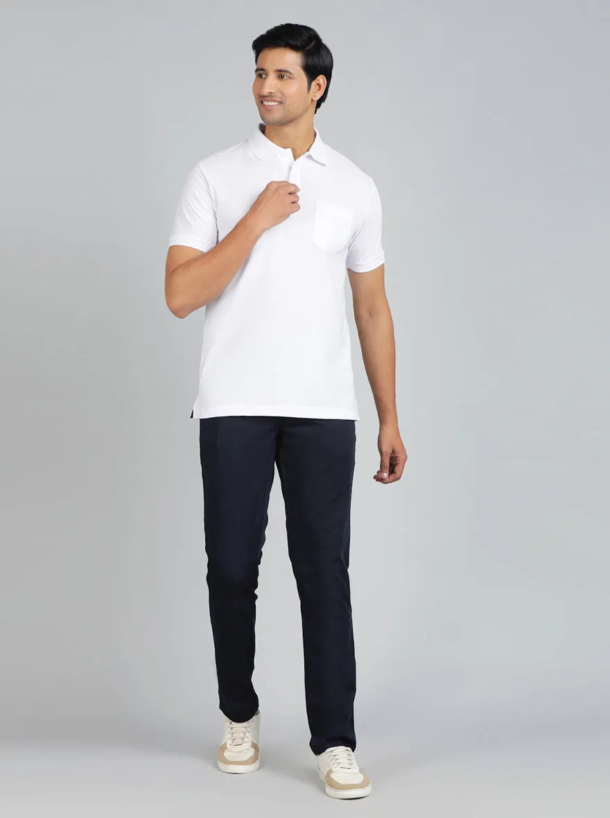 White Solid Regular Fit Polo T-Shirt | Greenfibre