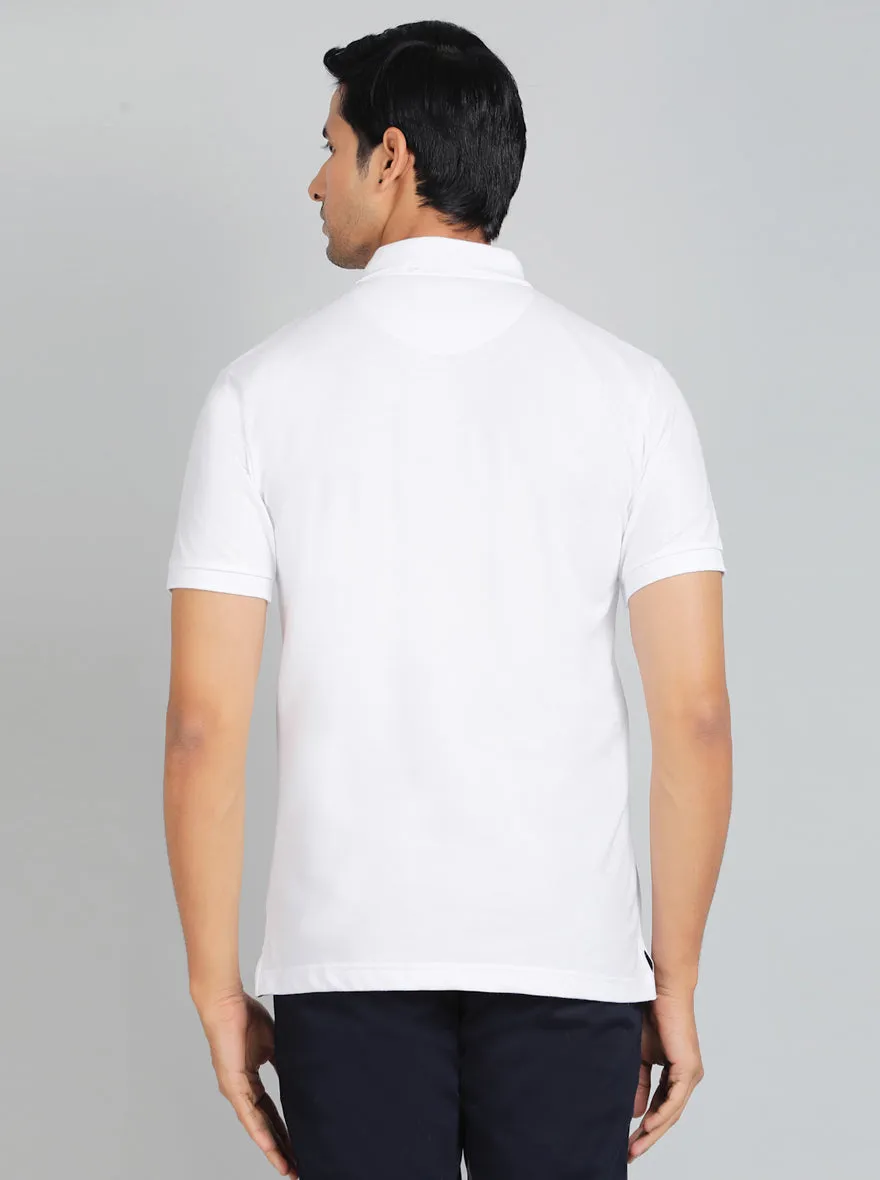 White Solid Regular Fit Polo T-Shirt | Greenfibre